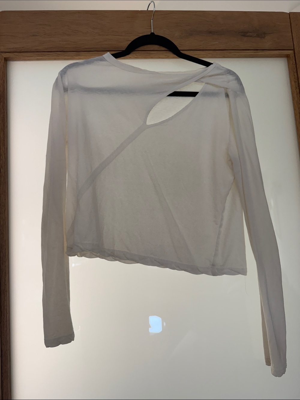 ALC White Long-Sleeve Sheer Cutout Top